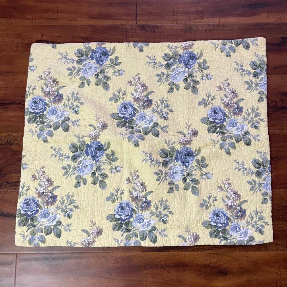 Laura Ashley Linley Floral Quilted Pillow Sham Size Standard Yellow Cottagecore